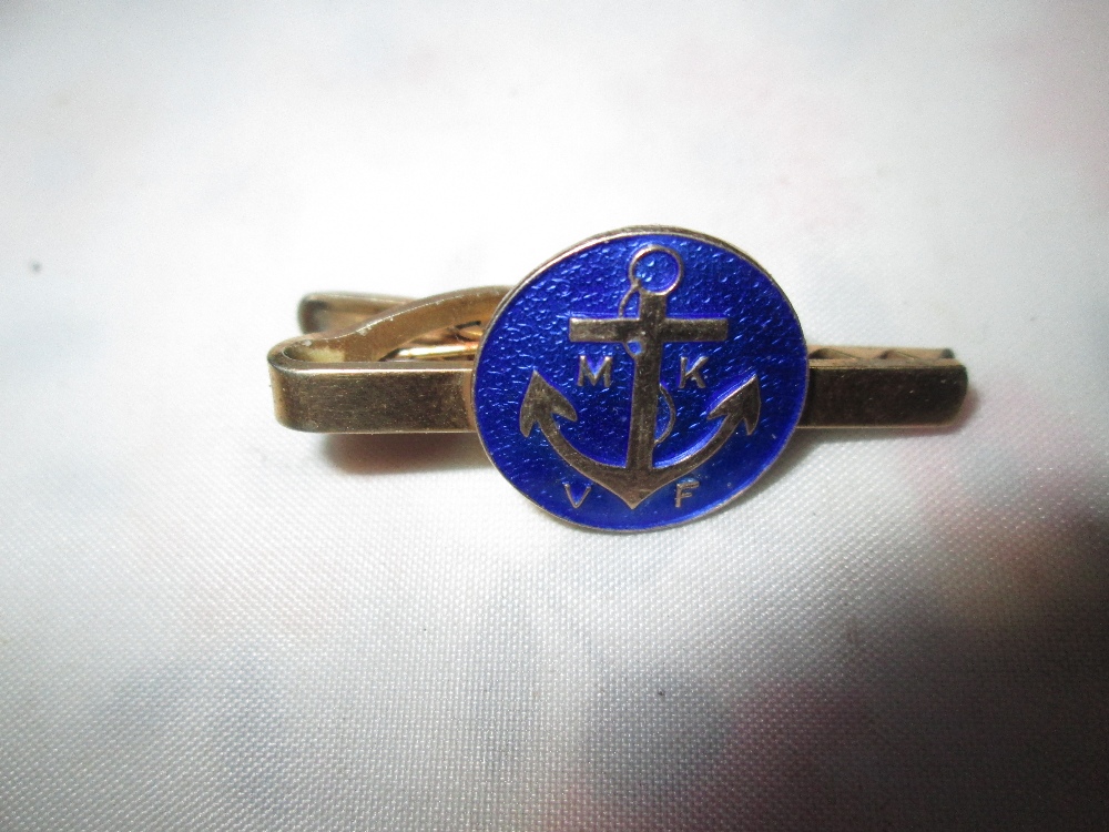 Vintage enamelled silver tie clip