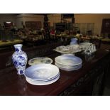 Blue and white Copenhagen tea ware and other china