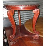 Carved Edwardian mahogany tea table