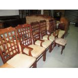 Set of six 20th century lattice back dining chairs