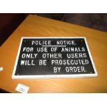 Cast iron sign : Police Notice