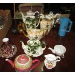 Victorian and later teapots and jugs, whisky water jug etc.