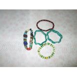 Assorted Chinese hardstone bracelets