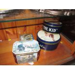 Various vintage advertising tins