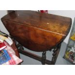 Early 20th century carved oak barley twist gateleg table