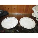 Pair of 18 th / 19th century cream ware ribbon plates