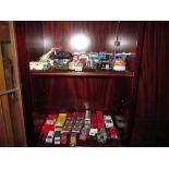 2 x shelves of assorted die cast toy cars : Lesney,