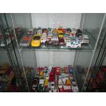 2 x shelves of assorted die cast toy cars : Matchbox,