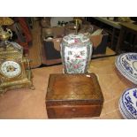Chinese lamp and Victorian inlaid work box