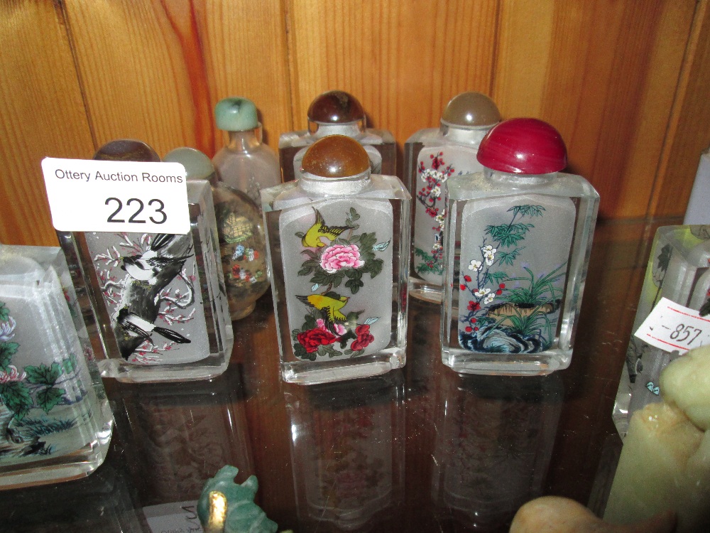 Small collection of 20th century Chinese snuff bottles, carved jade and hardstone figures, - Image 3 of 4