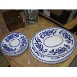 Early 20th century blue and white china including meat plates