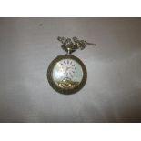 Vintage silver plate Swiss made pocket watch with case decorated with Naval scenes (Marine military