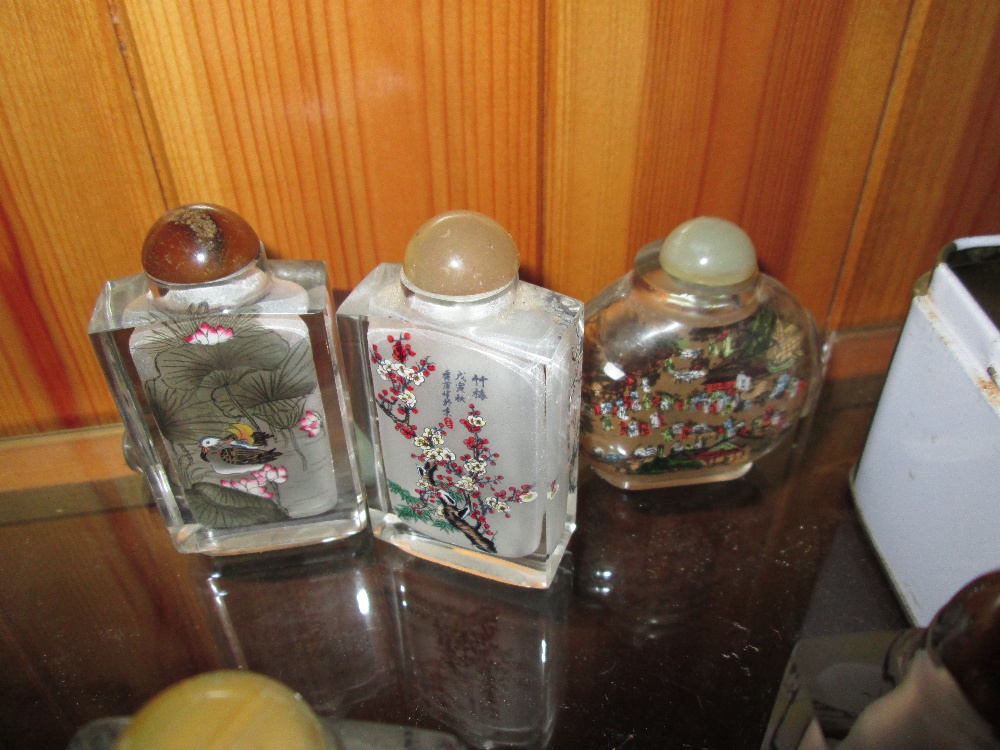 Small collection of 20th century Chinese snuff bottles, carved jade and hardstone figures, - Image 4 of 4