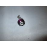 Vintage Swiss guilloche enamel ball watch as a pendant on silver chain