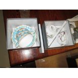 2 x Royal Worcester tea cup and saucer sets (boxed) : Primula & Foxglove, Regency Fine art doll etc.