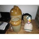 Vintage Starkey Knight Ford advertising stoneware flagon, & other stone pots,