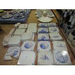 20th century Delft blue and white tiles