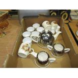 Commemorative ware, Evermot tea pot, bowl and cream jug,