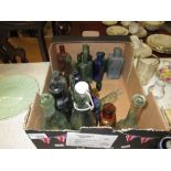 Box of advertising bottles including Idris & Cooper etc.