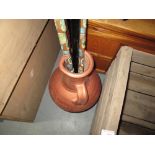 Pottery amphora stick stand and walking sticks