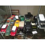 Shelf of collectors die cast toy cars : Corgi, Baronet,