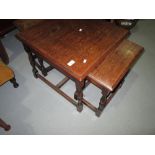 Vintage oak nest of three tables