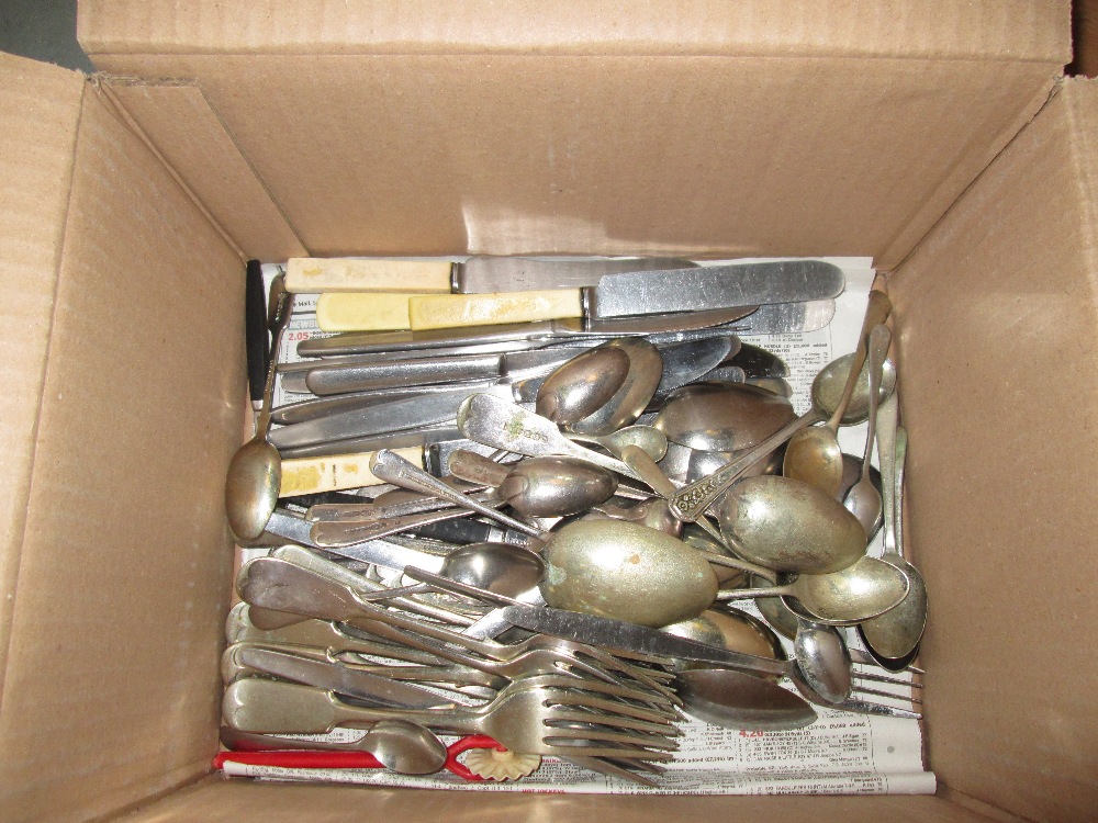 Box of silver plated cutlery