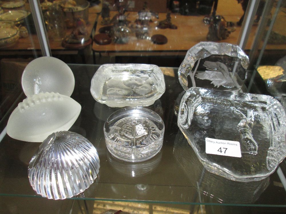 Assorted clear glass paperweights