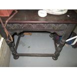 18th century oak single drawer table with later restoration