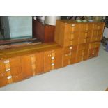 3 x vintage oak nest of filing drawers