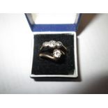 9 ct gold ring set with CZ & 9 ct gold ring set with small diamonds