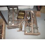 2 x wooden trugs of tools,