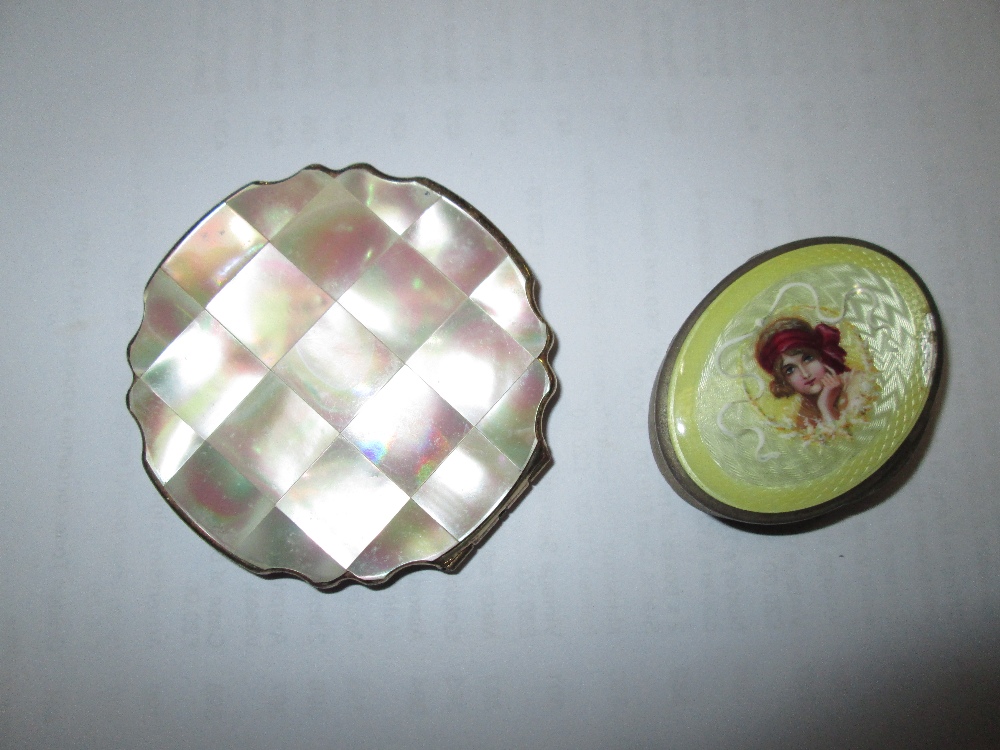 Vintage Stratton mother of pearl compact & pill box