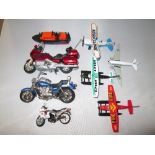 Die cast toy motorbikes & aeroplanes : Matchbox and other makers