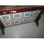 Edwardian blue and white tile wash stand splash back