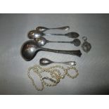 Small silver ladle Chester 1907, assorted silver teaspoons,