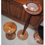 Oak ashtray stand and one other stand