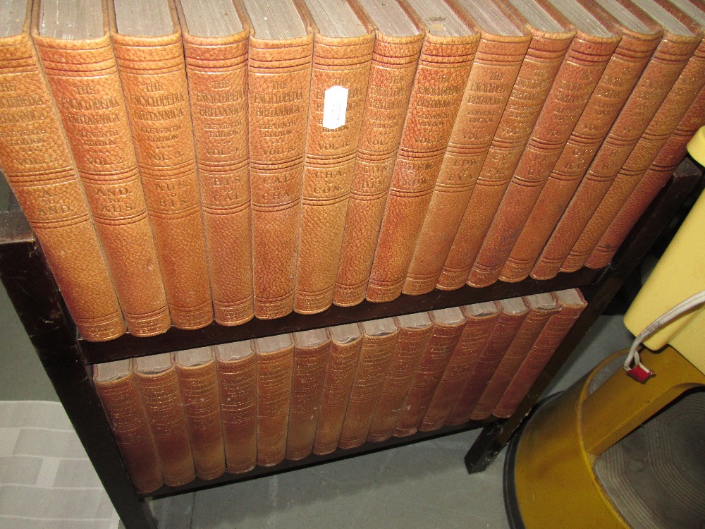 Vintage Encyclopedia Britannica in oak bookcase