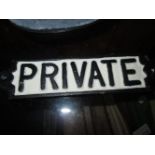 Cast iron sign : Private