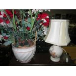 Reproduction yew pedestal, table lamp,