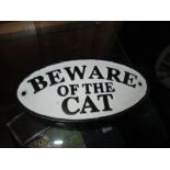 Cast iron sign : Beware of the Cat