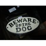 Cast iron sign : Beware of the Dog