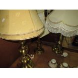 3 x modern brass table lamps & shades