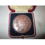 Bronze Kings College Swimming medallion 1939 in case of issue