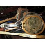 Vintage tennis rackets etc.