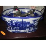 Blue and white footbath