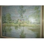 2 x oils on canvas by Mary Beresford Williams : Country Lake and Landscape & Woodland scene