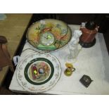 Decorative china, Bossons plate, mantle clock,