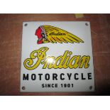 Vintage style enamel advertising sign : Indian Motorcycles