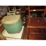 Furniture : step stool, trolley, folding table, 2 x melamine chests, laundry basket, chair etc.